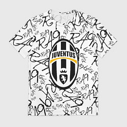 Футболка мужская Ювентус надписи текстура, цвет: 3D-принт