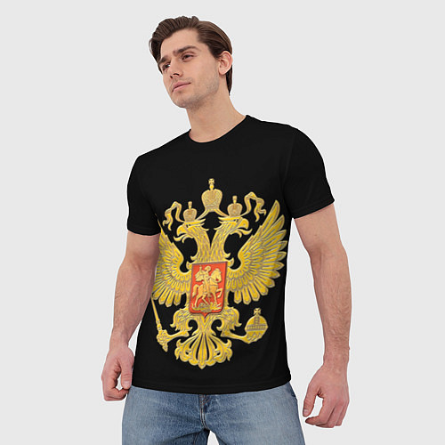 Мужская футболка Герб России: золото / 3D-принт – фото 3