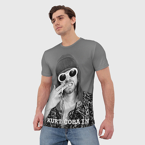 Мужская футболка Кобейн в очках / 3D-принт – фото 3