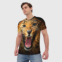 Футболка мужская Рык леопарда, цвет: 3D-принт — фото 2