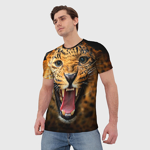 Мужская футболка Рык леопарда / 3D-принт – фото 3