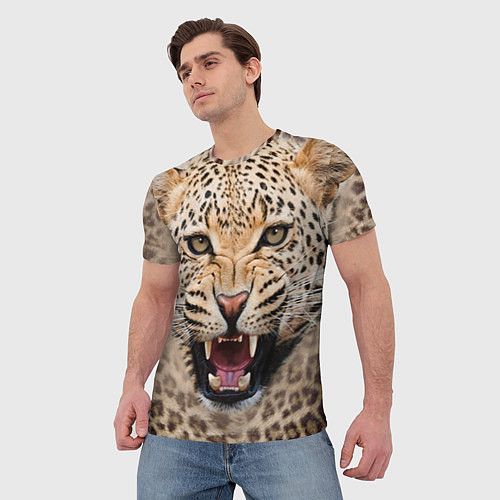 Мужская футболка Взгляд леопарда / 3D-принт – фото 3
