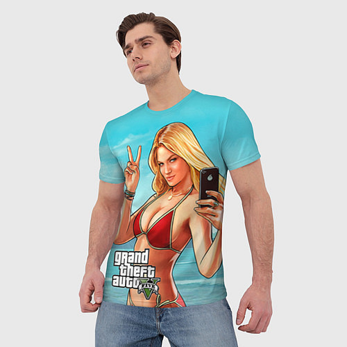Мужская футболка GTA 5: Selfie Girl / 3D-принт – фото 3