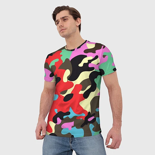 Мужская футболка Яркий камуфляж / 3D-принт – фото 3