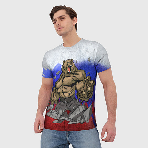 Мужская футболка Русский медведь / 3D-принт – фото 3