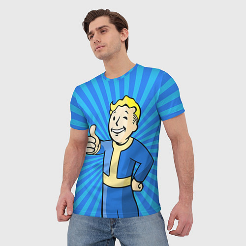 Мужская футболка Fallout Blue / 3D-принт – фото 3