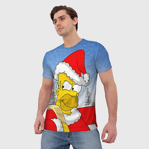 Мужская футболка Санта Гомер / 3D-принт – фото 3