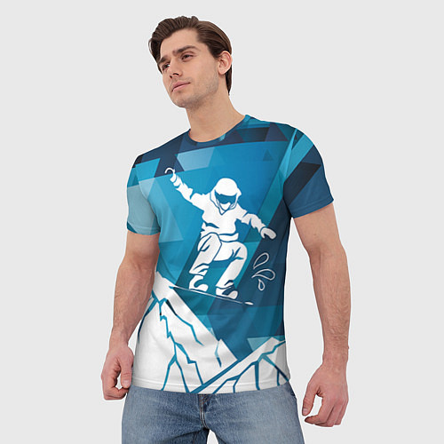 Мужская футболка Горы и сноубордист / 3D-принт – фото 3