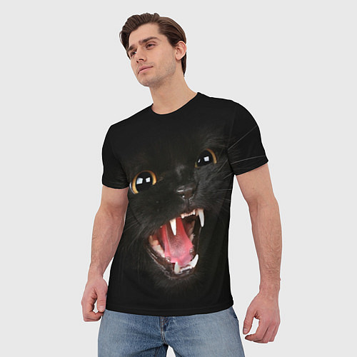 Мужская футболка Черный кот / 3D-принт – фото 3