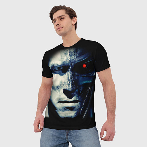 Мужская футболка Взгляд Терминатора / 3D-принт – фото 3