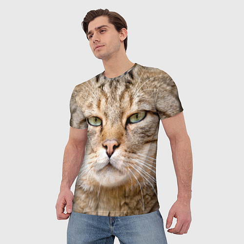 Мужская футболка Взгляд кошки / 3D-принт – фото 3