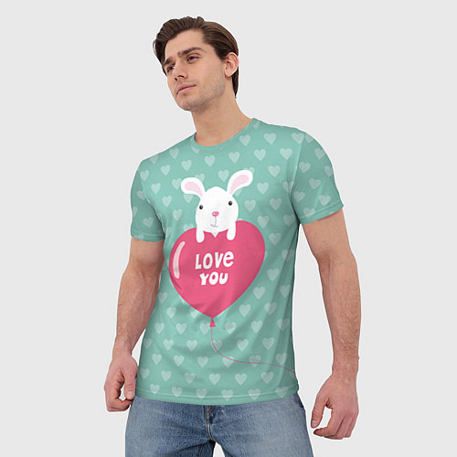Мужская футболка Rabbit: Love you / 3D-принт – фото 3