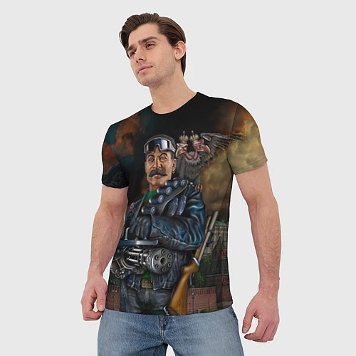Мужская футболка Сталин военный / 3D-принт – фото 3