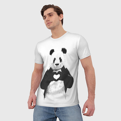 Мужская футболка Panda Love / 3D-принт – фото 3