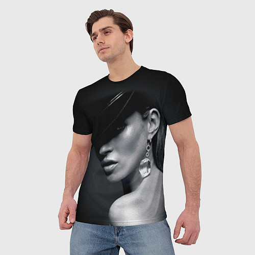 Мужская футболка Девушка в шляпе / 3D-принт – фото 3