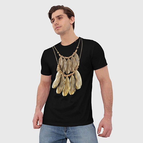 Мужская футболка Золотые перья / 3D-принт – фото 3