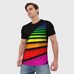Футболка мужская Радужная лестница, цвет: 3D-принт — фото 2