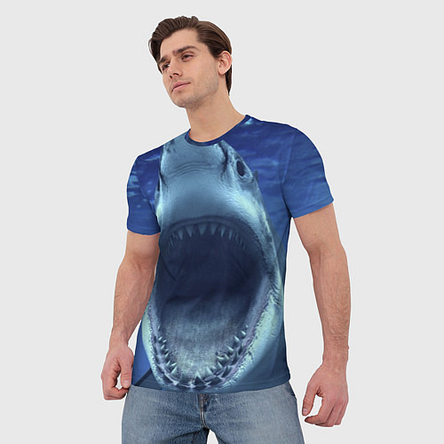 Мужская футболка Белая акула / 3D-принт – фото 3