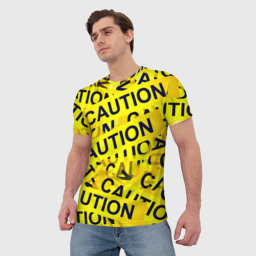Мужская футболка Caution / 3D-принт – фото 3