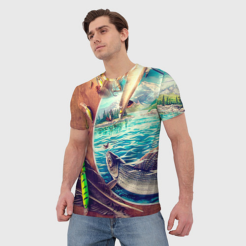 Мужская футболка Истинный рыболов / 3D-принт – фото 3