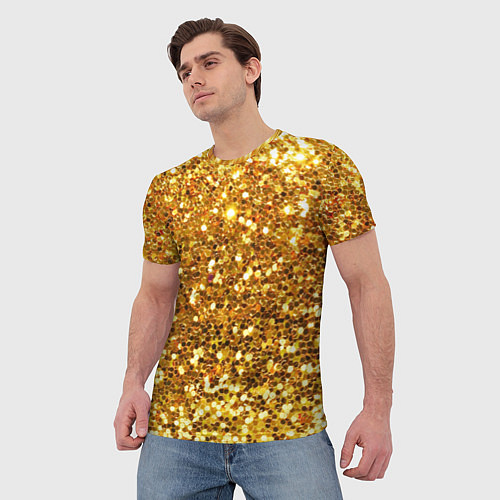 Мужская футболка Золотое мерцание / 3D-принт – фото 3