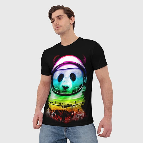Мужская футболка Панда космонавт / 3D-принт – фото 3