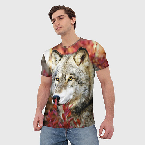 Мужская футболка Волк в кустах / 3D-принт – фото 3