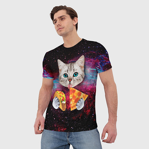 Мужская футболка Кот с едой / 3D-принт – фото 3