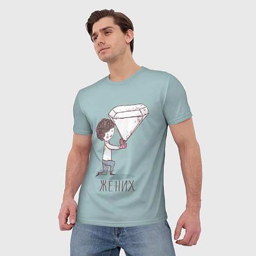 Мужская футболка Жених с кольцом / 3D-принт – фото 3