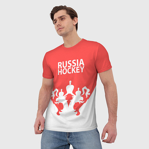 Мужская футболка Russia Hockey / 3D-принт – фото 3