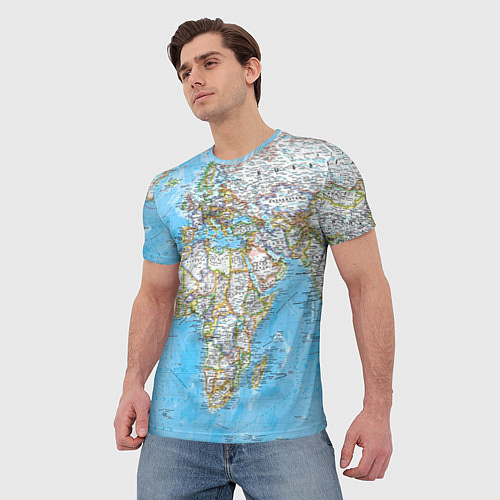 Мужская футболка Карта мира - политическая / 3D-принт – фото 3
