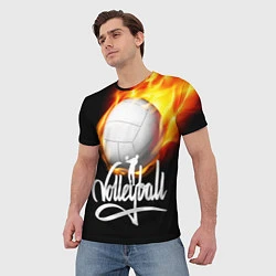 Футболка мужская Волейбольный мяч летит в огне, цвет: 3D-принт — фото 2