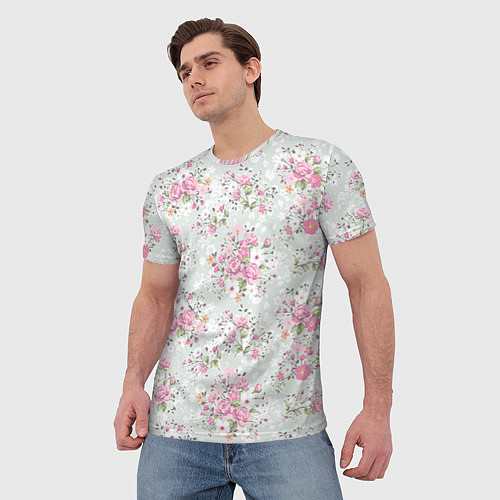Мужская футболка Flower pattern / 3D-принт – фото 3