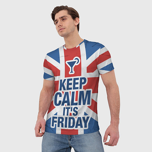 Мужская футболка Keep calm its friday / 3D-принт – фото 3