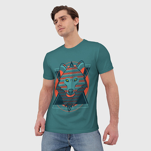 Мужская футболка Геометрический волк / 3D-принт – фото 3