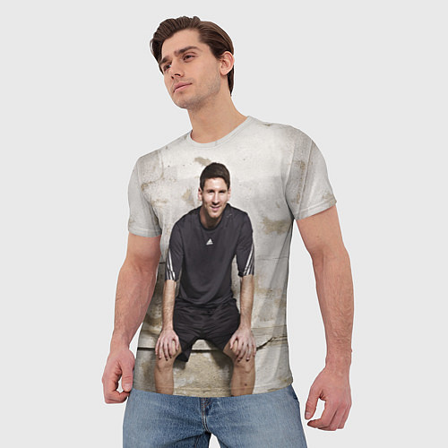 Мужская футболка Улыбчивый Месси / 3D-принт – фото 3