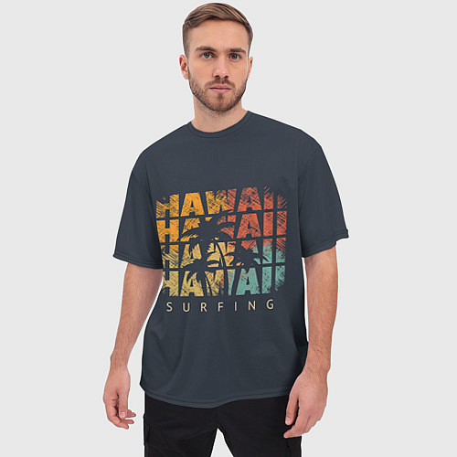 Мужская футболка оверсайз Hawaii Surfing / 3D-принт – фото 3