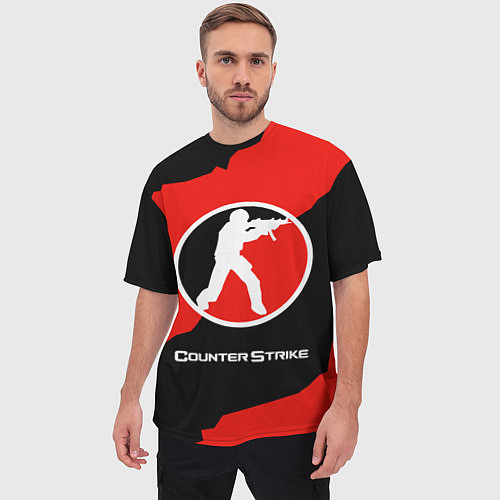 Мужская футболка оверсайз CS:GO Red Style / 3D-принт – фото 3
