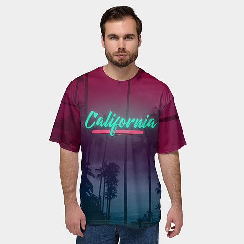 Мужская футболка оверсайз California / 3D-принт – фото 3