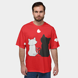 Футболка оверсайз мужская Cat Love, цвет: 3D-принт — фото 2