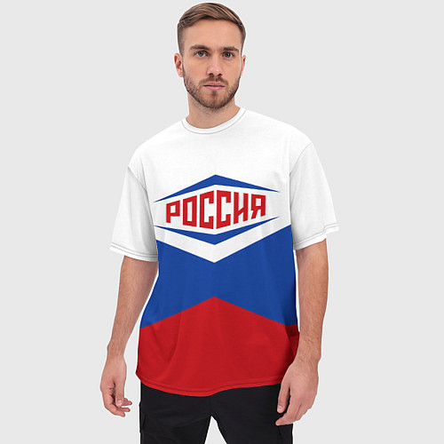 Мужская футболка оверсайз Россия 2016 / 3D-принт – фото 3