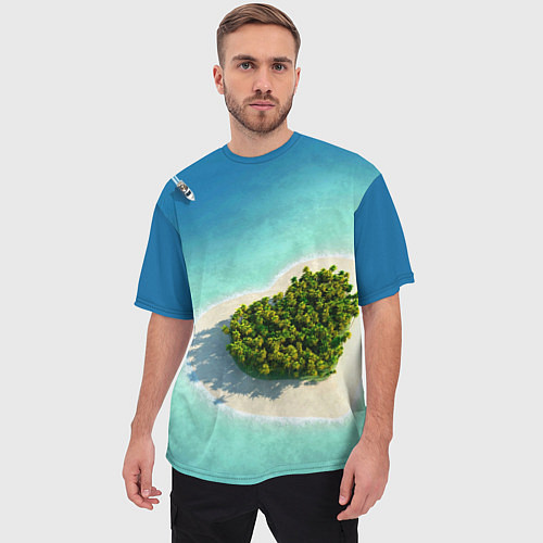 Мужская футболка оверсайз Остров / 3D-принт – фото 3