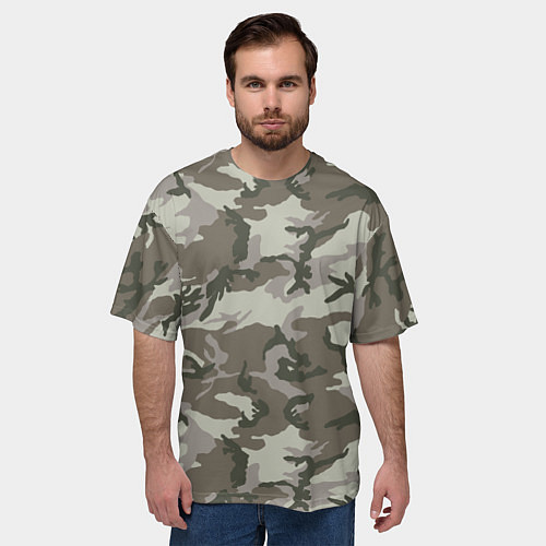 Мужская футболка оверсайз Камуфляж лесной летний / 3D-принт – фото 3