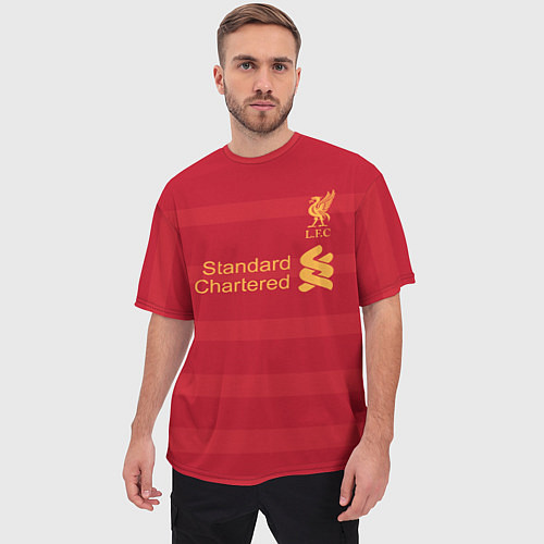 Мужская футболка оверсайз Liverpool FC: Standart Chartered / 3D-принт – фото 3
