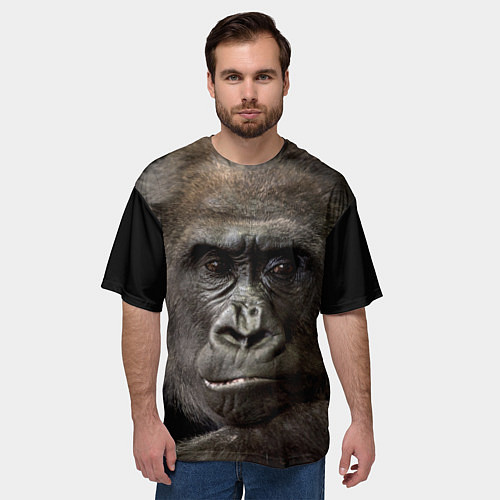 Мужская футболка оверсайз Глаза гориллы / 3D-принт – фото 3