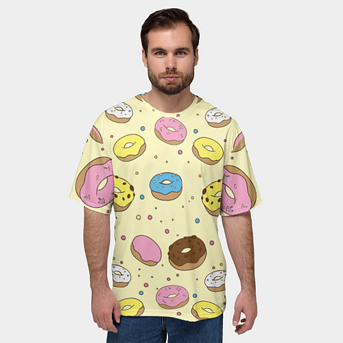 Мужская футболка оверсайз Сладкие пончики / 3D-принт – фото 3
