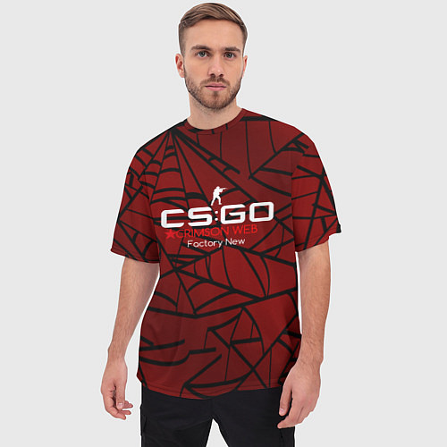 Мужская футболка оверсайз Cs:go - Crimson Web Style Factory New Кровавая пау / 3D-принт – фото 3