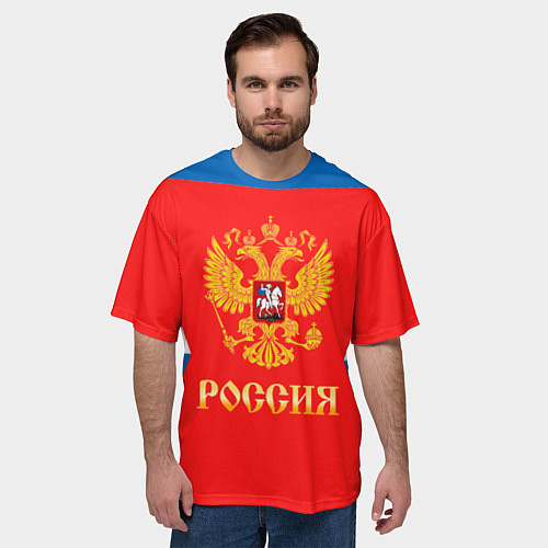 Мужская футболка оверсайз Сборная РФ: домашняя форма / 3D-принт – фото 3