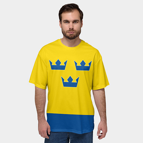Мужская футболка оверсайз Сборная Швеции: домашняя форма / 3D-принт – фото 3