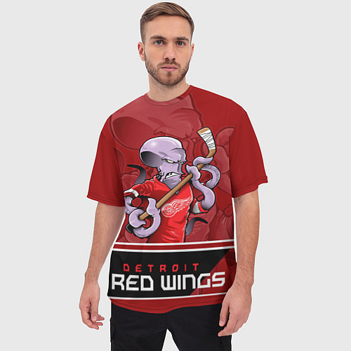 Мужская футболка оверсайз Detroit Red Wings / 3D-принт – фото 3